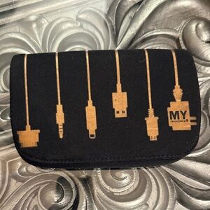 MyTagalongs Cable Travel Black Pouch with Gold Cable Design